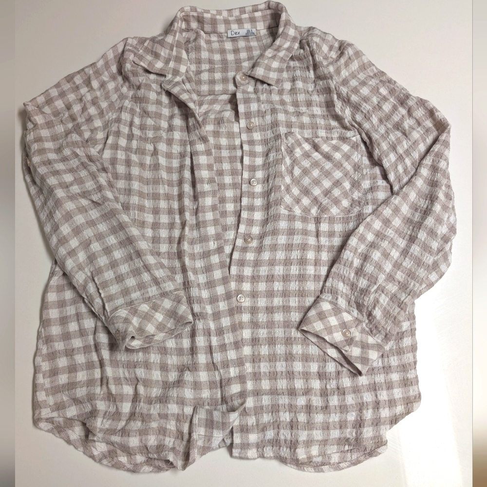 Checkered Beige Button Down